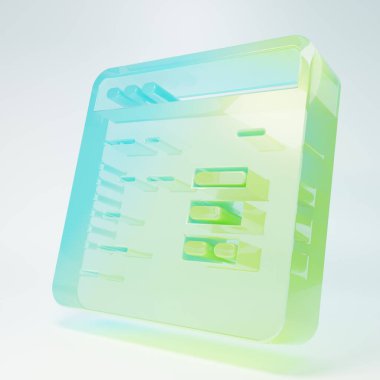 Frosted glass Software, web developer programming code icon isolated on white background. Javascript computer script random parts of program code. Minimalism concept. 3D render illustration.