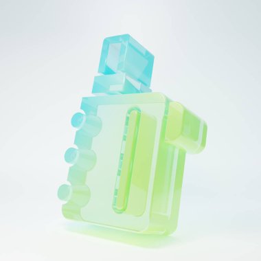 Frosted glass Electronic cigarette icon isolated on white background. Vape smoking tool. Vaporizer Device. Minimalism concept. 3D render illustration.