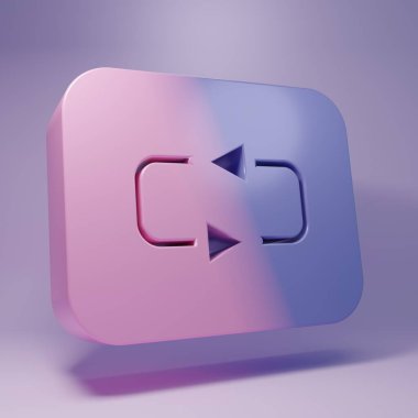 Mor Tekrar düğmesi simgesi mor arkaplanda izole edildi. Minimalizm kavramı. 3 Boyutlu resimleme.