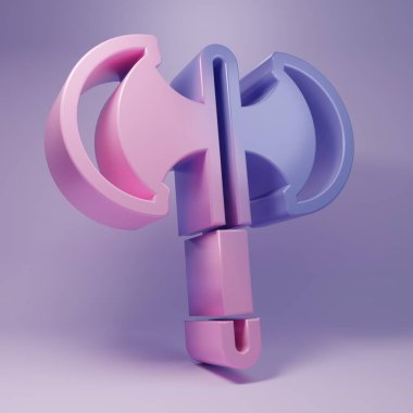 Purple Medieval poleaxe icon isolated on purple background. Minimalism concept. 3D render illustration.