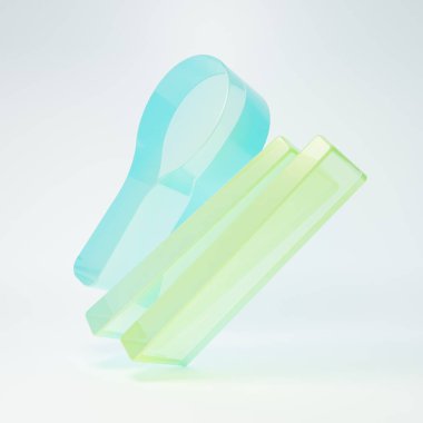 Beyaz arka planda izole edilmiş buzlu cam yemek çubukları ikonu. Asya yemekleri için tahta Kore çubukları. Doğulu aletler. Minimalizm kavramı. 3 Boyutlu resimleme.