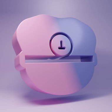 Purple Captain hat icon isolated on purple background. Minimalism concept. 3D render illustration.