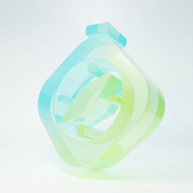 Frosted glass Compass icon isolated on white background. Windrose navigation symbol. Wind rose sign. Minimalism concept. 3D render illustration.