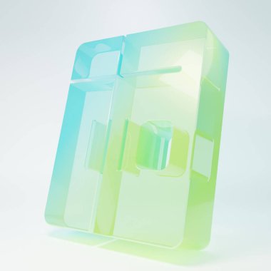 Frosted glass Refrigerator icon isolated on white background. Fridge freezer refrigerator. Household tech and appliances. Minimalism concept. 3D render illustration.