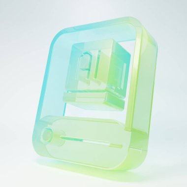 Dondurulmuş cam Yapay Zeka Yapay Zeka simgesi beyaz arka planda izole edildi. Makine öğrenme, bulut hesaplama, otomatik destek ve ağlar. Minimalizm kavramı. 3 Boyutlu resimleme.