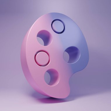 Purple Palette icon isolated on purple background. Minimalism concept. 3D render illustration.