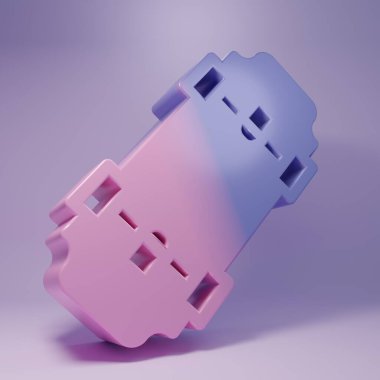 Purple Skateboard icon isolated on purple background. Extreme sport. Sport equipment. Minimalism concept. 3D render illustration.