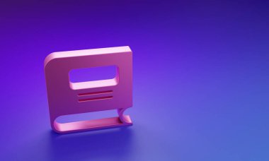 Pink Book icon isolated on purple-blue background. Minimalism concept. 3D render illustration.