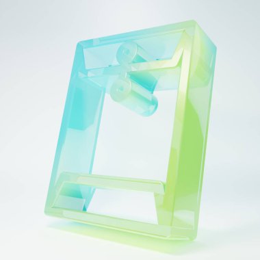Frosted glass Envelope icon isolated on white background. Email message letter symbol. Minimalism concept. 3D render illustration.
