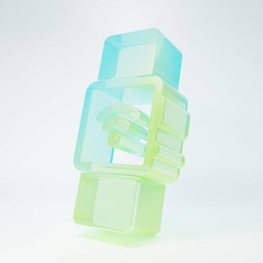 Frosted glass Smartwatch with wireless symbol icon isolated on white background. Minimalism concept. 3D render illustration.