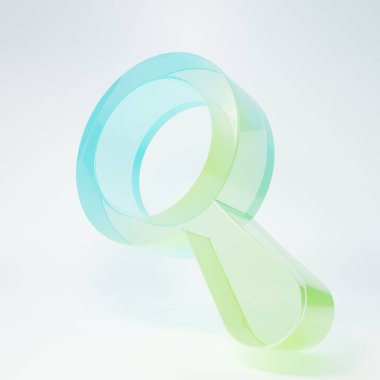 Frosted glass Magnifying glass icon isolated on white background. Search, focus, zoom, business symbol. Minimalism concept. 3D render illustration.