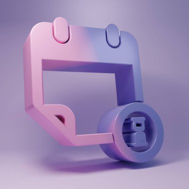 Purple Calendar and clock icon isolated on purple background. Schedule, appointment, organizer, timesheet, time management, important date. Minimalism concept. 3D render illustration.