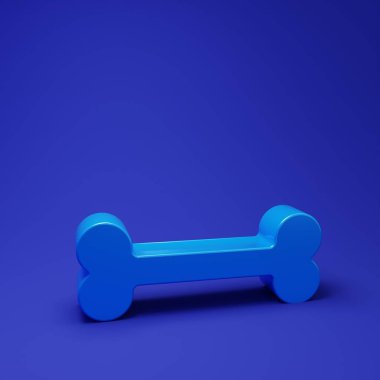 Mavi Köpek kemiği ikonu mavi arkaplanda izole edilmiş. Besin sembolü. Minimalizm kavramı. 3 Boyutlu resimleme.
