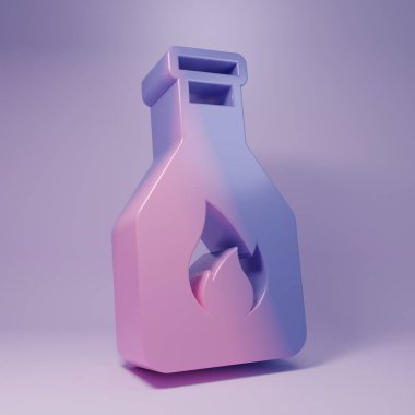 Purple Ketchup bottle icon isolated on purple background. Minimalism concept. 3D render illustration.