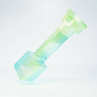 Frosted glass Garden shovel icon isolated on white background. Gardening tool. Tool for horticulture, agriculture, farming. Minimalism concept. 3D render illustration.