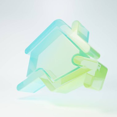 Frosted glass Rising cost of housing icon isolated on white background. Rising price of real estate. Residential graph increases. Minimalism concept. 3D render illustration.