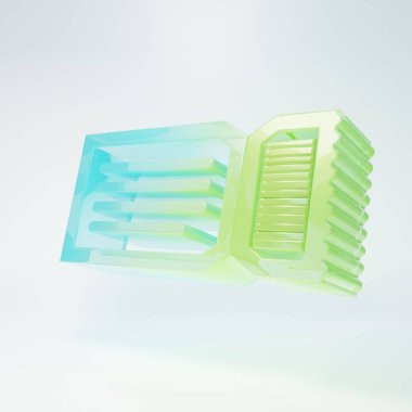 Frosted glass Ticket icon isolated on white background. Minimalism concept. 3D render illustration.