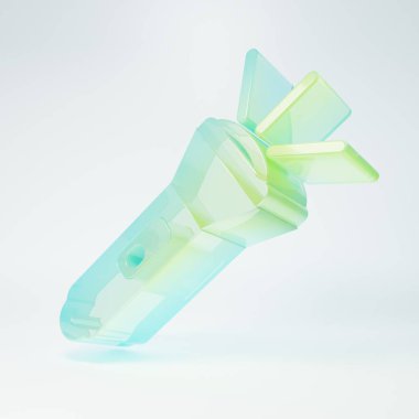 Frosted glass Flashlight icon isolated on white background. Minimalism concept. 3D render illustration.