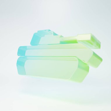 Beyaz arka planda izole edilmiş buzlu cam askeri tank ikonu. Minimalizm kavramı. 3 Boyutlu resimleme.