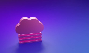 Pink Fog and cloud icon isolated on purple-blue background. Minimalism concept. 3D render illustration.