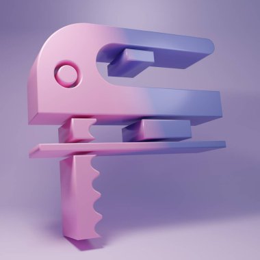 Purple Electric jigsaw with steel sharp blade icon isolated on purple background. Power tool for woodwork. Minimalism concept. 3D render illustration.