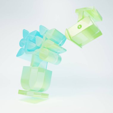 Frosted glass Smart farming technology - farm automation system in app icon isolated on white background. Minimalism concept. 3D render illustration.