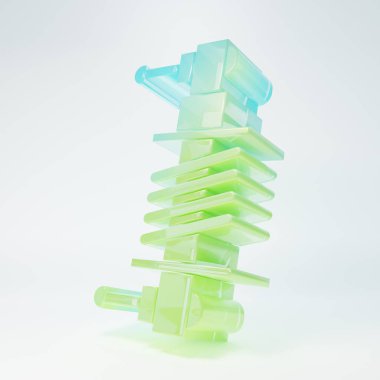 Frosted glass Shock absorber icon isolated on white background. Minimalism concept. 3D render illustration.