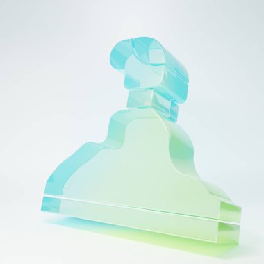 Frosted glass Gear shifter icon isolated on white background. Transmission icon. Minimalism concept. 3D render illustration.