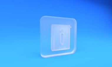 Frosted glass User manual icon isolated on blue background. User guide book. Instruction sign. Read before use. Square frosted glass button. 3D render illustration.
