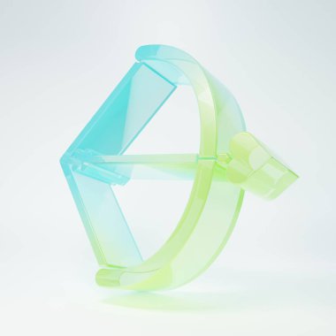 Frosted glass Bow and arrow icon isolated on white background. Cupid symbol. Love sign. Valentines day concept. Minimalism concept. 3D render illustration.