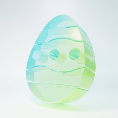 Frosted glass Easter egg icon isolated on white background. Happy Easter. Minimalism concept. 3D render illustration.