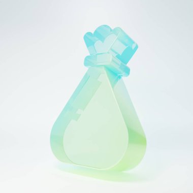 Frosted glass Garbage bag icon isolated on white background. Minimalism concept. 3D render illustration.