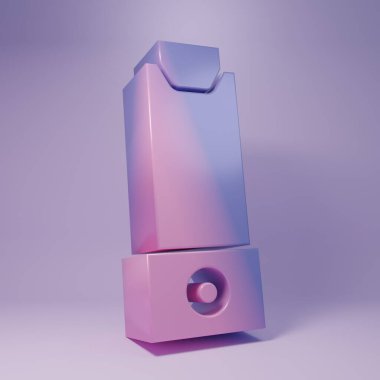Purple Inhaler icon isolated on purple background. Breather for cough relief, inhalation, allergic patient. Minimalism concept. 3D render illustration.