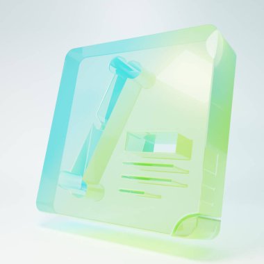 Beyaz zemin üzerinde izole edilmiş buzlu cam X-ray çekimleri ikonu. Minimalizm kavramı. 3 Boyutlu resimleme.