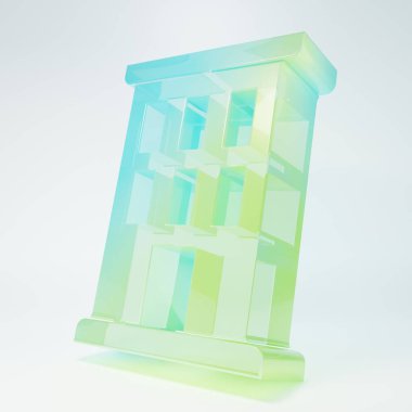 Frosted glass House icon isolated on white background. Home symbol. Minimalism concept. 3D render illustration.