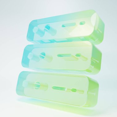 Frosted glass Server, Data, Web Hosting icon isolated on white background. Minimalism concept. 3D render illustration.