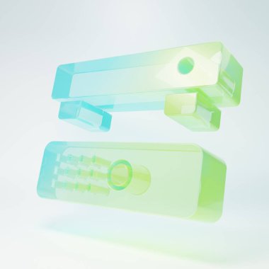 Frosted glass Multimedia and TV box receiver and player with remote controller icon isolated on white background. Minimalism concept. 3D render illustration.