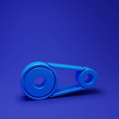 Mavi Zamanlayıcı kemer kiti simgesi mavi arkaplanda izole edildi. Minimalizm kavramı. 3 Boyutlu resimleme.