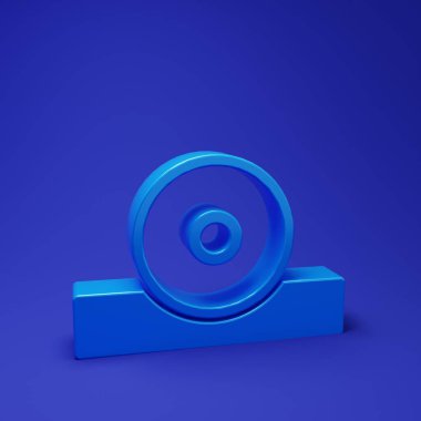Blue Otolaryngological head reflector icon isolated on blue background. Equipment for inspection the patients ear, throat and nose. Minimalism concept. 3D render illustration.