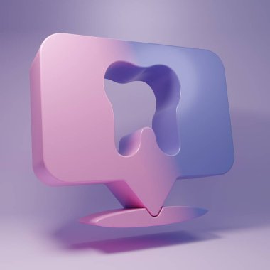 Purple Dental clinic location icon isolated on purple background. Minimalism concept. 3D render illustration.
