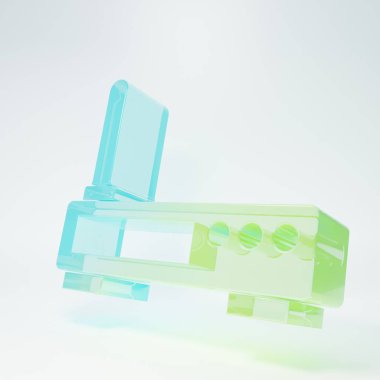 Frosted glass Router and wi-fi signal icon isolated on white background. Wireless ethernet modem router. Computer technology internet. Minimalism concept. 3D render illustration.