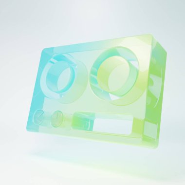 Frosted glass Gas stove icon isolated on white background. Cooktop sign. Hob with four circle burners. Minimalism concept. 3D render illustration.