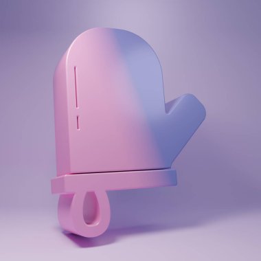 Purple Oven glove icon isolated on purple background. Kitchen potholder sign. Cooking glove. Minimalism concept. 3D render illustration.
