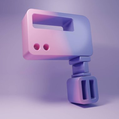 Purple Electric mixer icon isolated on purple background. Kitchen blender. Minimalism concept. 3D render illustration.