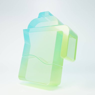 Frosted glass French press icon isolated on white background. Minimalism concept. 3D render illustration.