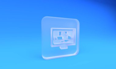 Frosted glass Picture art icon isolated on blue background. Square frosted glass button. 3D render illustration.