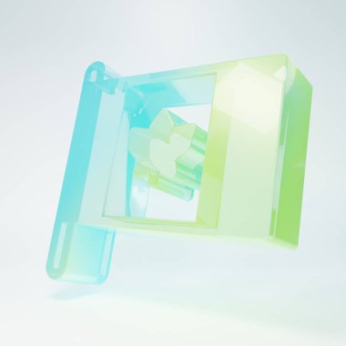 Kanada 'nın buzlu cam bayrağı beyaz arka planda izole edilmiş. Bayrak direğinde Kuzey Amerika bayrağı. Minimalizm kavramı. 3 Boyutlu resimleme.