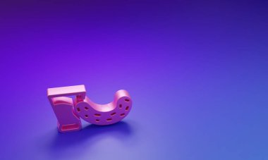 Pink Glass with vodka and cucumber icon isolated on purple-blue background. Minimalism concept. 3D render illustration.