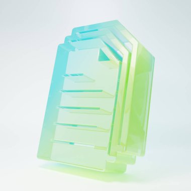 Frosted glass File document icon isolated on white background. Checklist icon. Business concept. Minimalism concept. 3D render illustration.