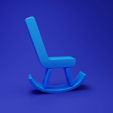 Mavi Kol Koltuğu simgesi mavi arkaplanda izole edildi. Minimalizm kavramı. 3 Boyutlu resimleme.